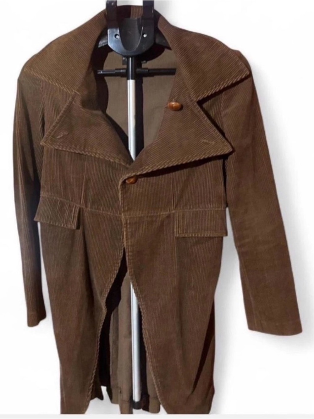Dolce Vita Brown Corduroy Trench Coat Asymmetrical Button Jacket Women’s S/M